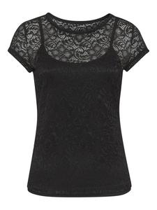 Кружевная рубашка черного цвета LASCANA