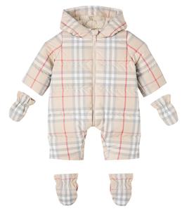 Детский комбинезон Burberry Check с утеплителем Burberry Kids, Pale Stone Ip Check