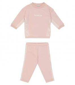 Комплект из хлопковой эластичной кофты и штанов для малышей Moncler Enfant, розовый