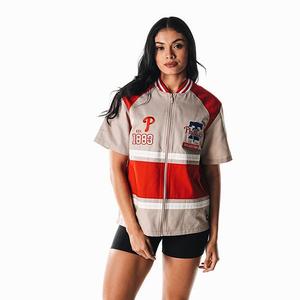 Женская футболка Philadelphia Phillies Racing Raglan с молнией The Wild Collective