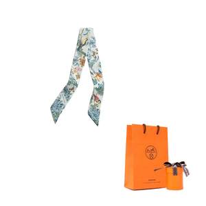 HERMES Шелковый шарф Mulberry для женщин Pearl Gray/Yellow/Green