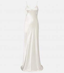 Шелковое атласное платье Max Mara, Bianco Seta