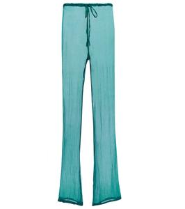 Прямые шелковые брюки с высокой талией Dries Van Noten, Petrol