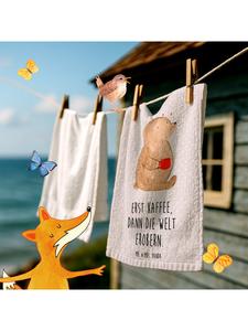 Mr. & Mrs. Panda Полотенце в виде медведя, кофе с надписью, серые пастельные тона