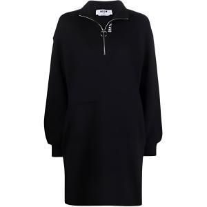MSGM Женское черное платье с длинными рукавами
