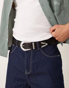 Ремень в стиле вестерн из черной искусственной кожи Asos Design