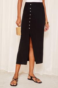 Льняная юбка миди с пуговицами Friends Like These, черный