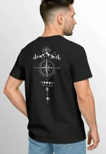 Футболка с модным принтом back kompass на открытом воздухе, символика природы Neverless, Schwarz
