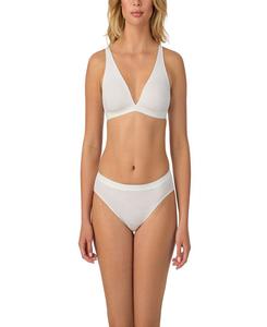 Женский хлопковый бюстгальтер-топ Cabana с глубоким вырезом в рубчик On Gossamer, White