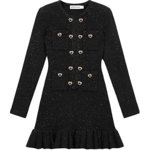 Self-portrait Женское черное платье с длинными рукавами Self portrait