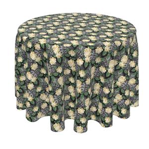 Круглая скатерть, 100% полиэстер, круглая 70 дюймов, белая роза и лица черепа
