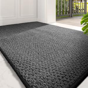 Dajiang Ковер 80х120 см из полипропилена и кокосового волокна для прихожей, темно-серый, грязезащитный