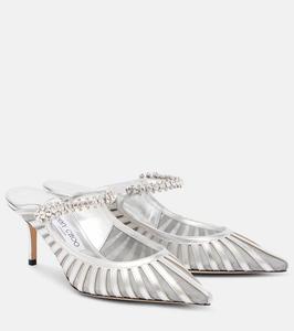 Босоножки Bing 65 из металлизированной кожи и сетки Jimmy Choo, Silver