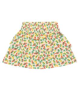 Юбка из хлопкового джерси с цветочным принтом Kiwi The Animals Observatory, белый