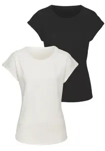 Рубашка Vivance с круглым вырезом из креповой ткани без глажки, черный