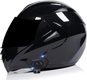 Шлем мотоциклетный Esrada Bluetooth с откидным двойным козырьком, черный