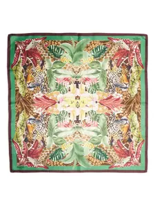 Шелковый платок с принтом Jungle Lancel, зеленый