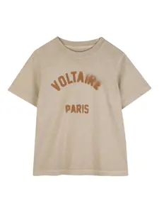 Футболка с принтом Zadig & Voltaire Kids, бежевый