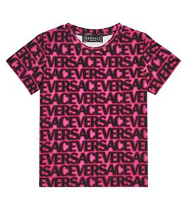 Футболка из смесового хлопка с логотипом Versace, розовый
