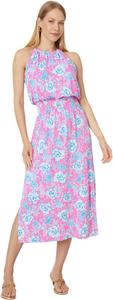 Платье Lilly Pulitzer Gracelyn Halter Midi Dress, цвет Roxie Pink Wave N Sea