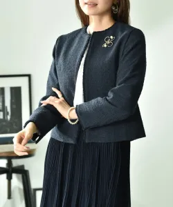 Твидовый жакет без воротника со случайными блестками Interplanet, цвет Navy