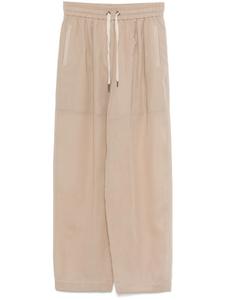 Брюки полупрозрачные со складками Brunello Cucinelli, коричневый