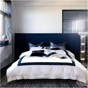 FKHFTI Комплект постельного белья из египетского хлопка 1500TC бело-серый с аппликацией