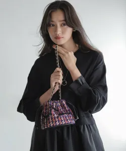 Мини-сумочка из твида на завязках Suite, цвет Navy 7[775]