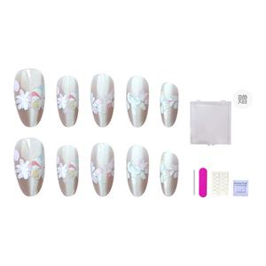 Горный цветок романтичные освежающие ложно ногти cat eye миндаль укороченные 14мм ORANOT