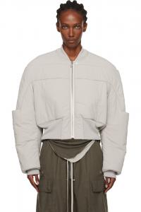 Rick Owens Укороченная пуховая куртка-бомбер Off-White в стиле «конкорданс»