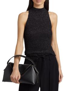 Майка с воротником-стойкой из смеси альпаки Vince, цвет Black Metallic