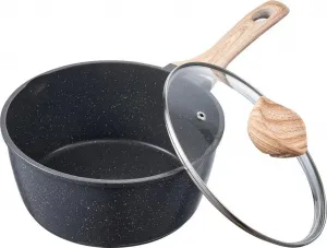 Кастрюля - Суповница/Молочник 2,37 л - Антипригарное покрытие - Крышка из закаленного стекла - Съемная ручка - Алюминиевый сплав - Черный цвет StarTech