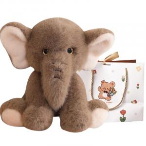 Слоненок, кукла, плюшевые куклы слоненка высота 23см/35см OU DI PIG, Brown+Bear Shopping Bag
