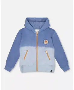 Флисовая куртка с капюшоном и застежкой-молнией для мальчика, синяя – для малышей|детей Deux par Deux, синий