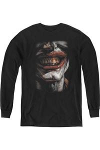 Футболка с длинным рукавом Batman "Улыбка зла" для молодежи Gildan, черный