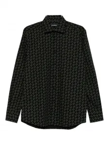 Рубашка из хлопка с узором KARL LAGERFELD, черный