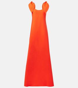 Платье из смесовой шерсти с бантом Oscar de la Renta, Carnelian
