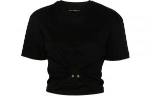 Кроп-футболка с кольцевым принтом Paco Rabanne, черный