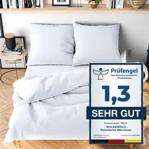 Комплект постельного белья 135x200, белый, 2 предмета - мягкий, не требует глажки - 1 пододеяльник + 1 наволочка 80x80 Wolkenfeld