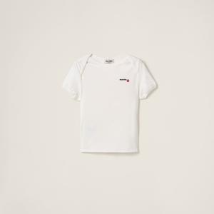 Базовая футболка из эластичного джерси Petit Bateau X Miu Miu, белый