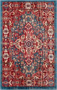 Ковер SAFAVIEH, 77 x 122 см, Kashan Collection, Blue & Red, традиционный восточный дизайн, не линяет и прост в уходе, идеален для помещений с высокой проходимостью в гостиной, спальне, столовой (KSN305A-24)