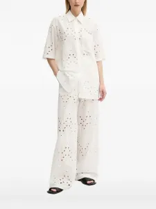 Рубашка с короткими рукавами, вышитая люверсами Gestuz, белый