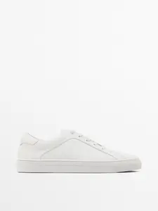 Кроссовки из замши с разрезом Massimo Dutti, белый