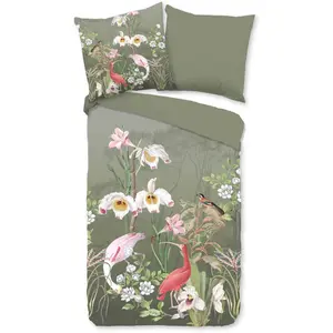 Двустороннее постельное белье «доброе утро» Lesli», хлопок, 135х200, 2 предмета, молния, двусторонний вид, зеленое Good Morning, зеленый