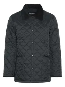 Стеганая куртка с бриллиантовым узором и вельветовым воротником Barbour, черный