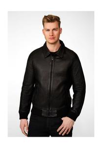 Мужская кожаная куртка Ben, тонкий блузон с воротником-поло RICANO, черный