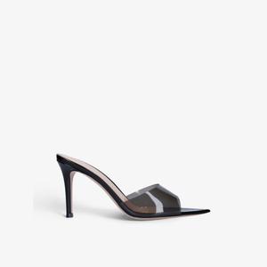 Мюли Elle на каблуке из кожи и ПВХ Gianvito Rossi, черный