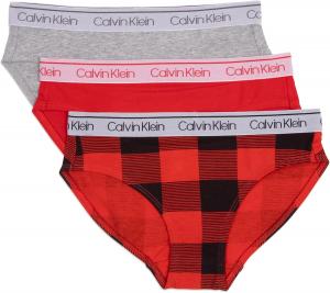 Комплект из 3 трусиков-брифов Calvin Klein для мальчиков Little Modern из хлопка разных цветов, Red Buffalo Plaid/High Risk Red/Heather Gray