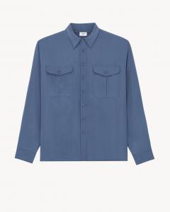 Рубашка из вискозы и шелка SAINT LAURENT, синий