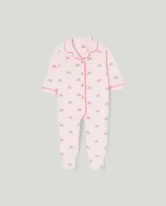 Длинный комбинезон с кнопками, с принтом для девочки Cotton Juice, розовый